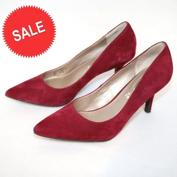 Alfani Shoes Alfani Jeules Maroon Red Suede Pointed Toe Pumps